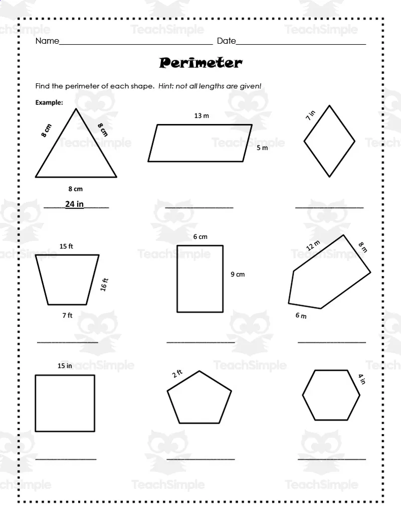 Finding Area and Perimeter Worksheet by Teach Simple