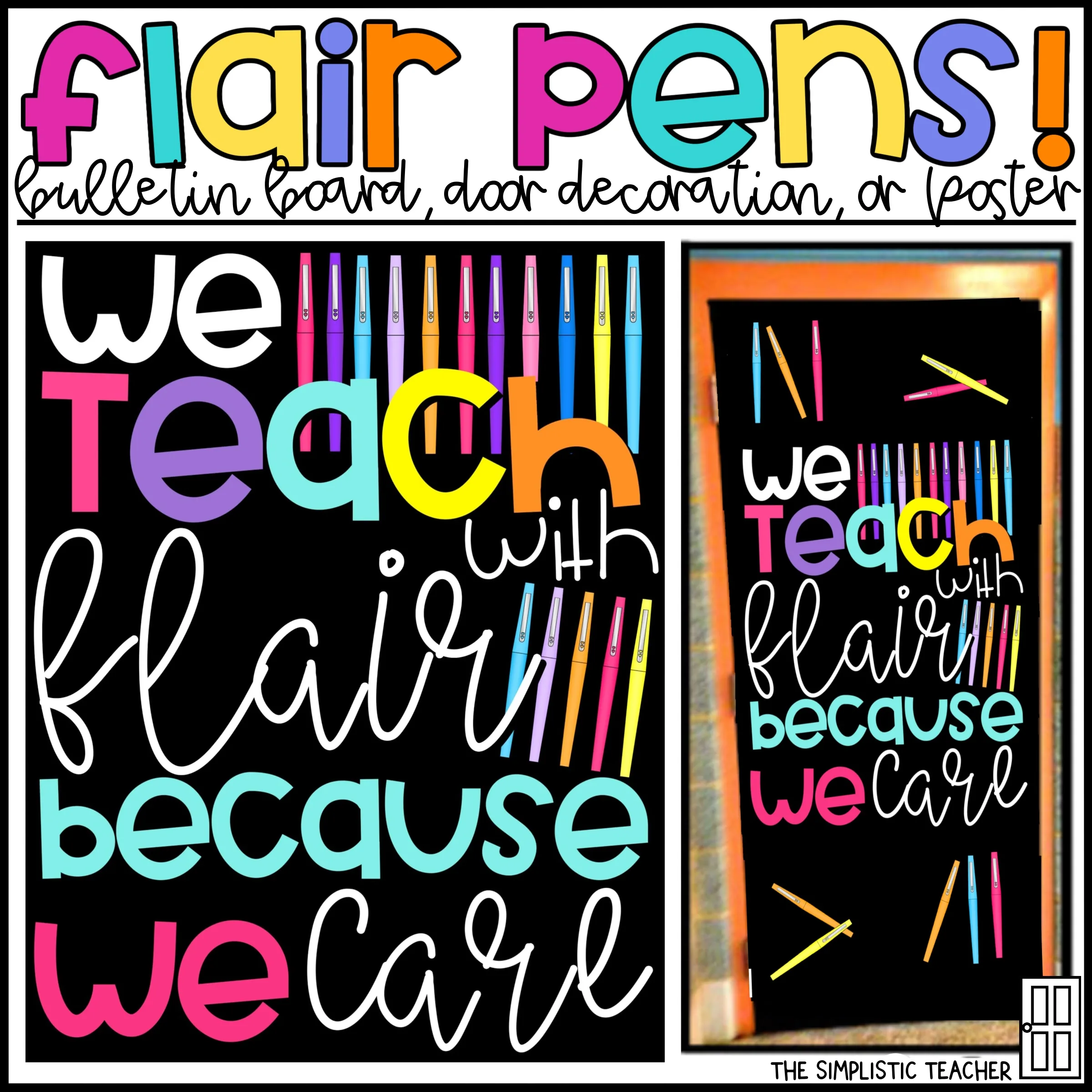 An educational teaching resource from The Simplistic Teacher entitled Flair Pens Back to School Bulletin Board Kit, Door Decoration Set, or Poster downloadable at Teach Simple.