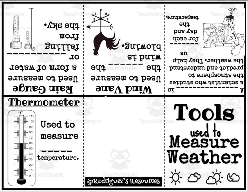 An educational teaching resource from Rodriguez's Resources entitled Fold & Read: Tools to Measure Weather downloadable at Teach Simple.