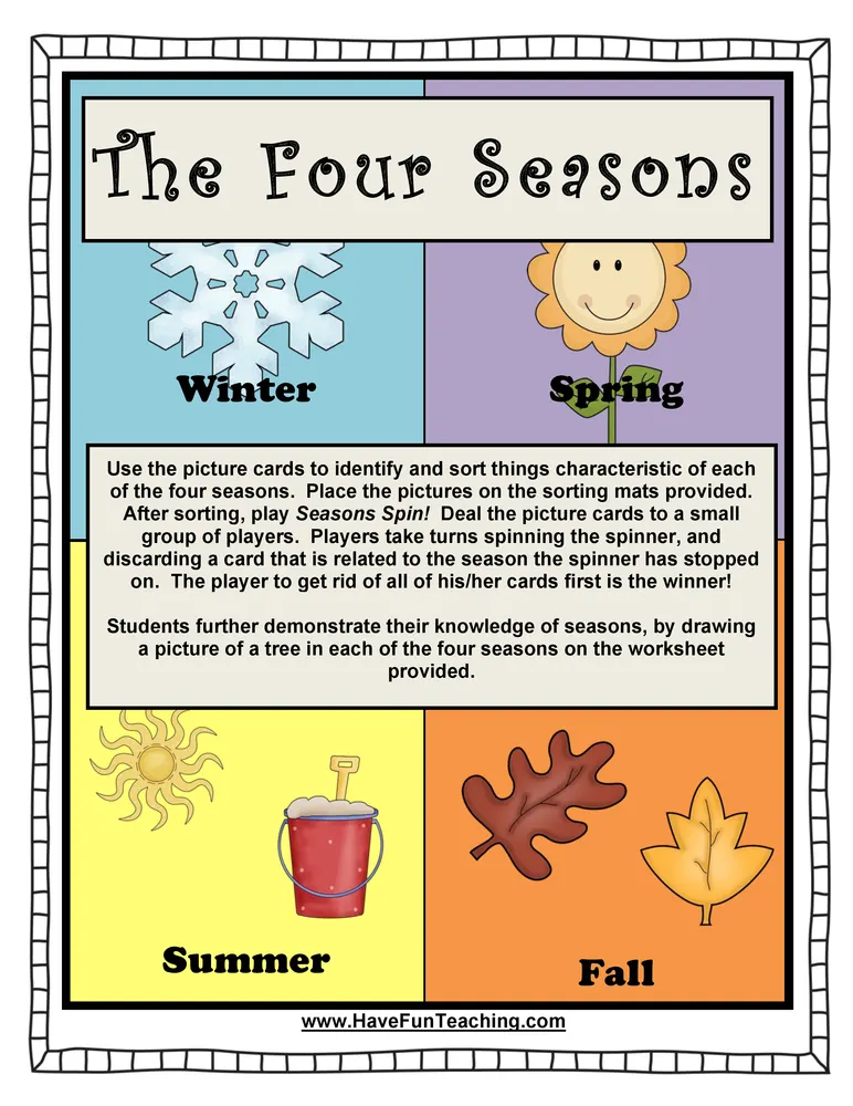 An educational teaching resource from Have Fun Teaching entitled Four Seasons Activity downloadable at Teach Simple.