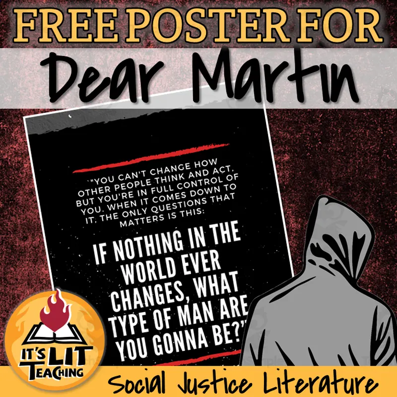 An educational teaching resource from It's Lit Teaching entitled FREE Dear Martin by Nic Stone Quote Poster downloadable at Teach Simple.