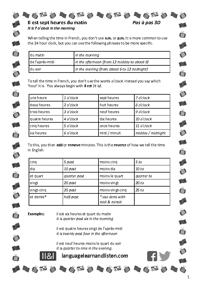 French It is 7 o'clock in the morning by Teach Simple