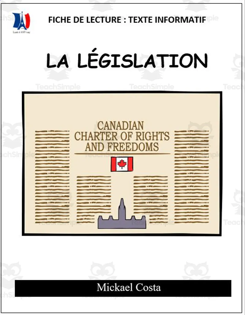 French Reading comprehension worksheets la législation by Teach Simple