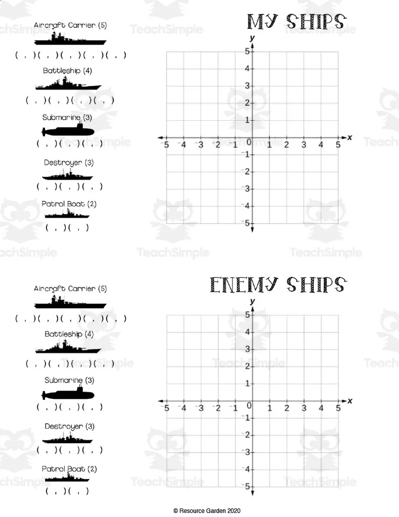 Game: Battleship Coordinate on Cartesian Plane by Teach Simple Game: Battleship Coordinate on Cartesian Plane by Teach Simple