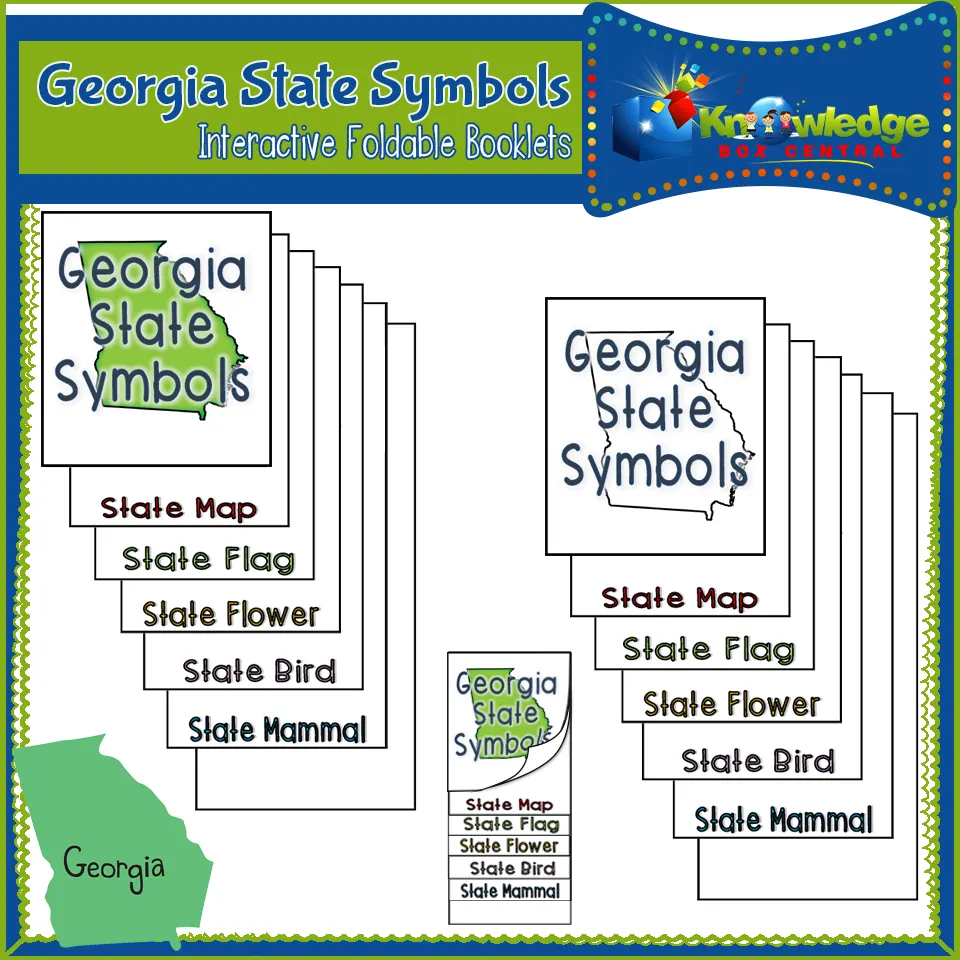 An educational teaching resource from Knowledge Box Central entitled Georgia State Symbols Interactive Foldable Booklets - EBOOK downloadable at Teach Simple.