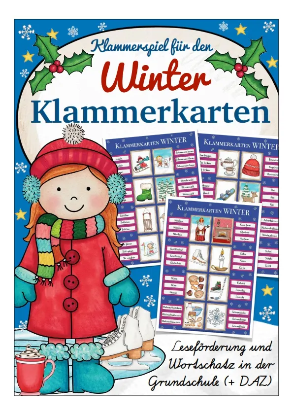 German Clip Cards: Winter Vocabulary by Teach Simple