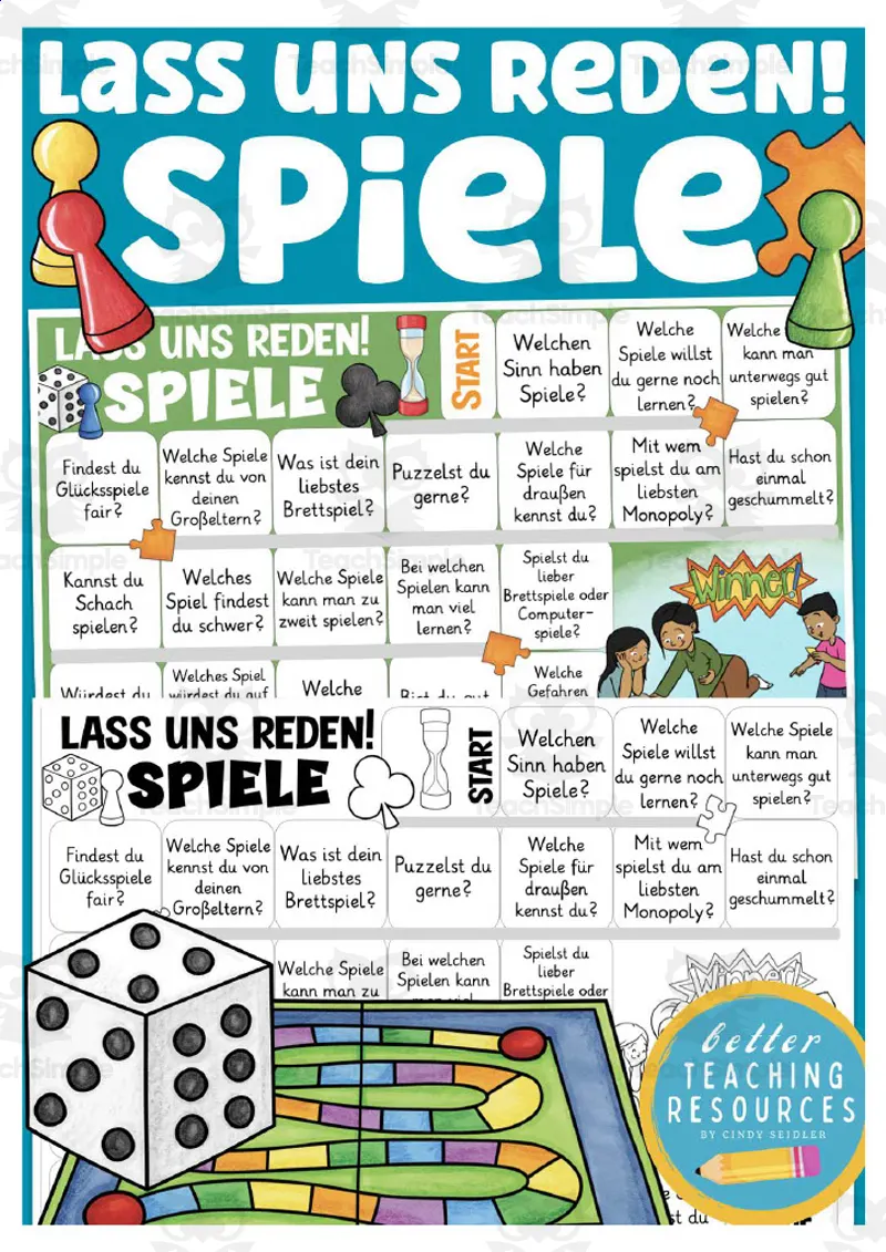 German Let's Talk About Games Board Game by Teach Simple