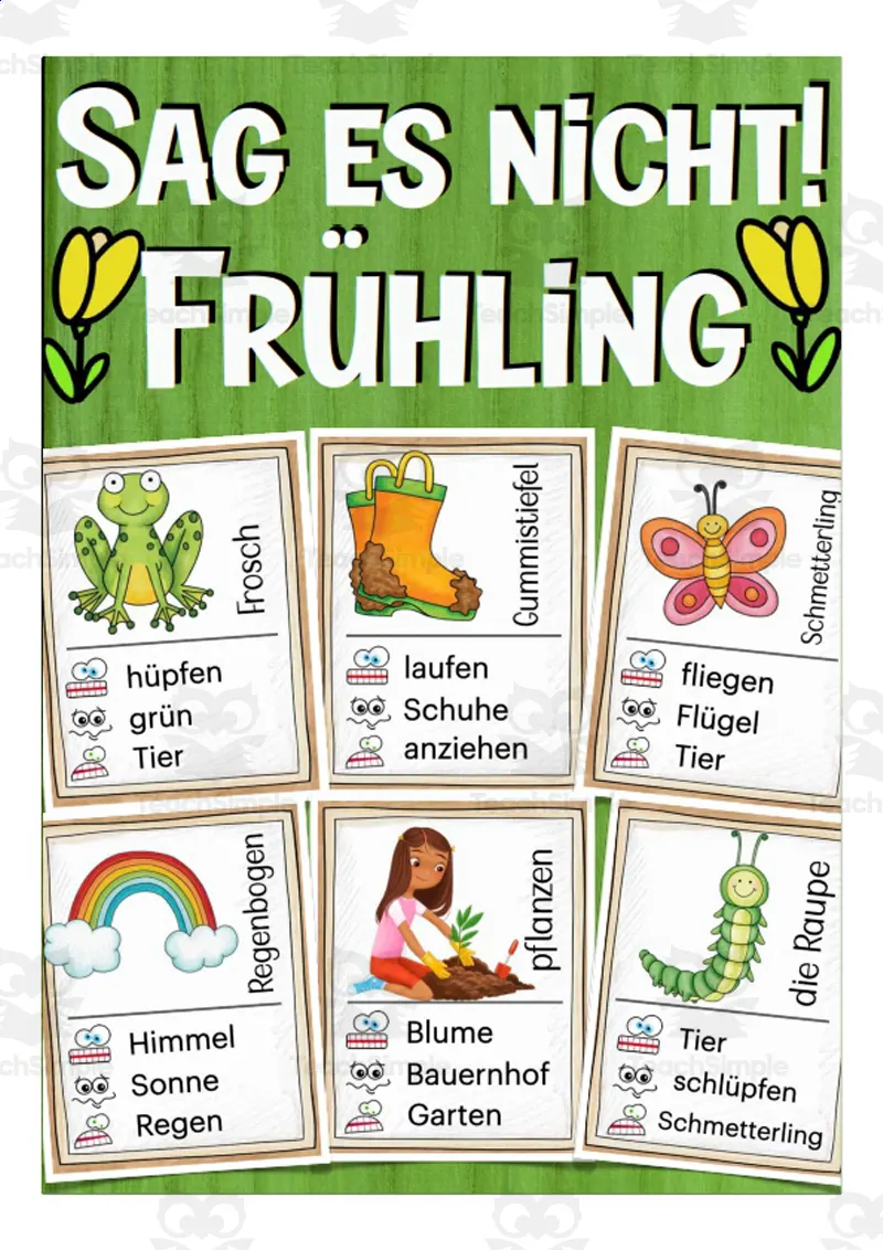 German Word Game Don't Say it! Spring Theme by Teach Simple
