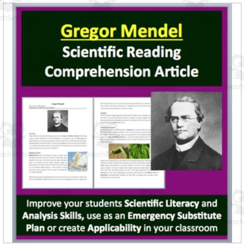 An educational teaching resource from Teach With Fergy entitled Gregor Mendel - The Father of Genetics - A Famous Scientist Reading downloadable at Teach Simple.