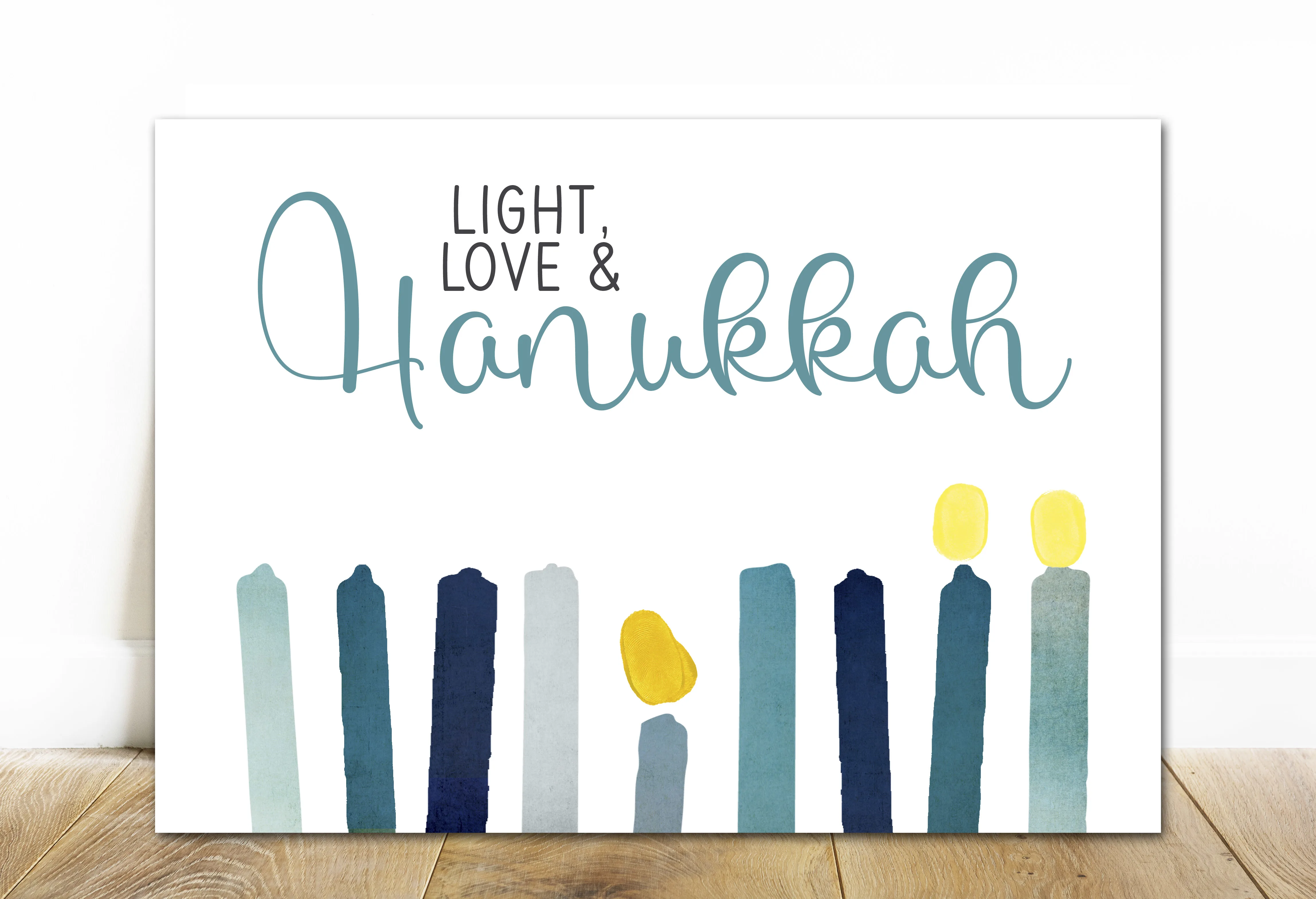 Hanukkah Fingerprint Art, Jewish Crafts, Hanukah Handprint Activity by Teach Simple