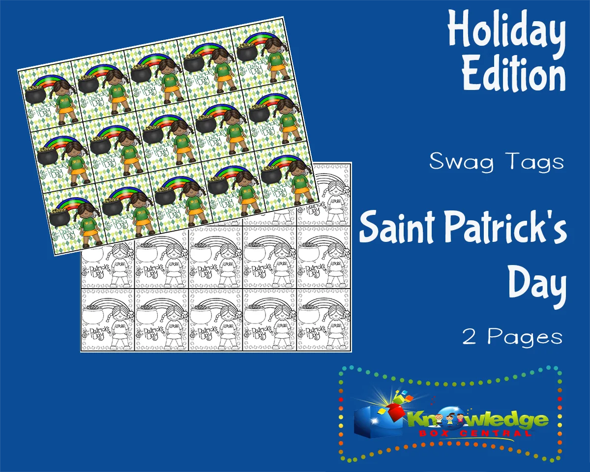 An educational teaching resource from Knowledge Box Central entitled Holiday Swag Tags: Saint Patrick's Day downloadable at Teach Simple.