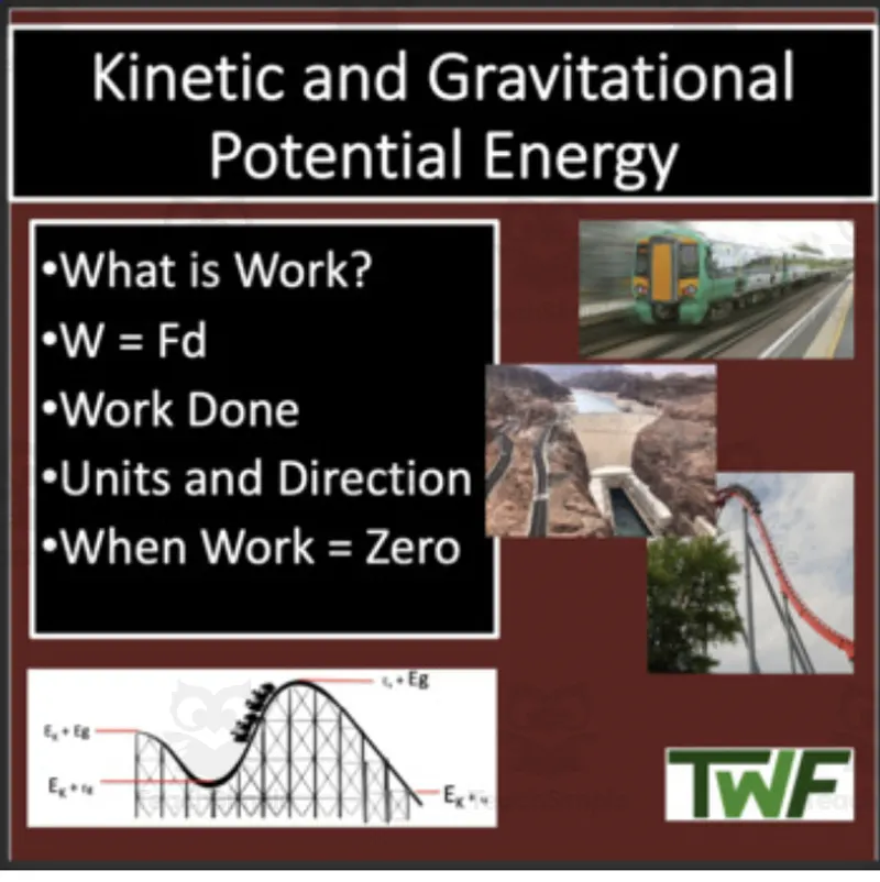 An educational teaching resource from Teach With Fergy entitled Kinetic and Potential Energy - Lesson Bundle downloadable at Teach Simple.