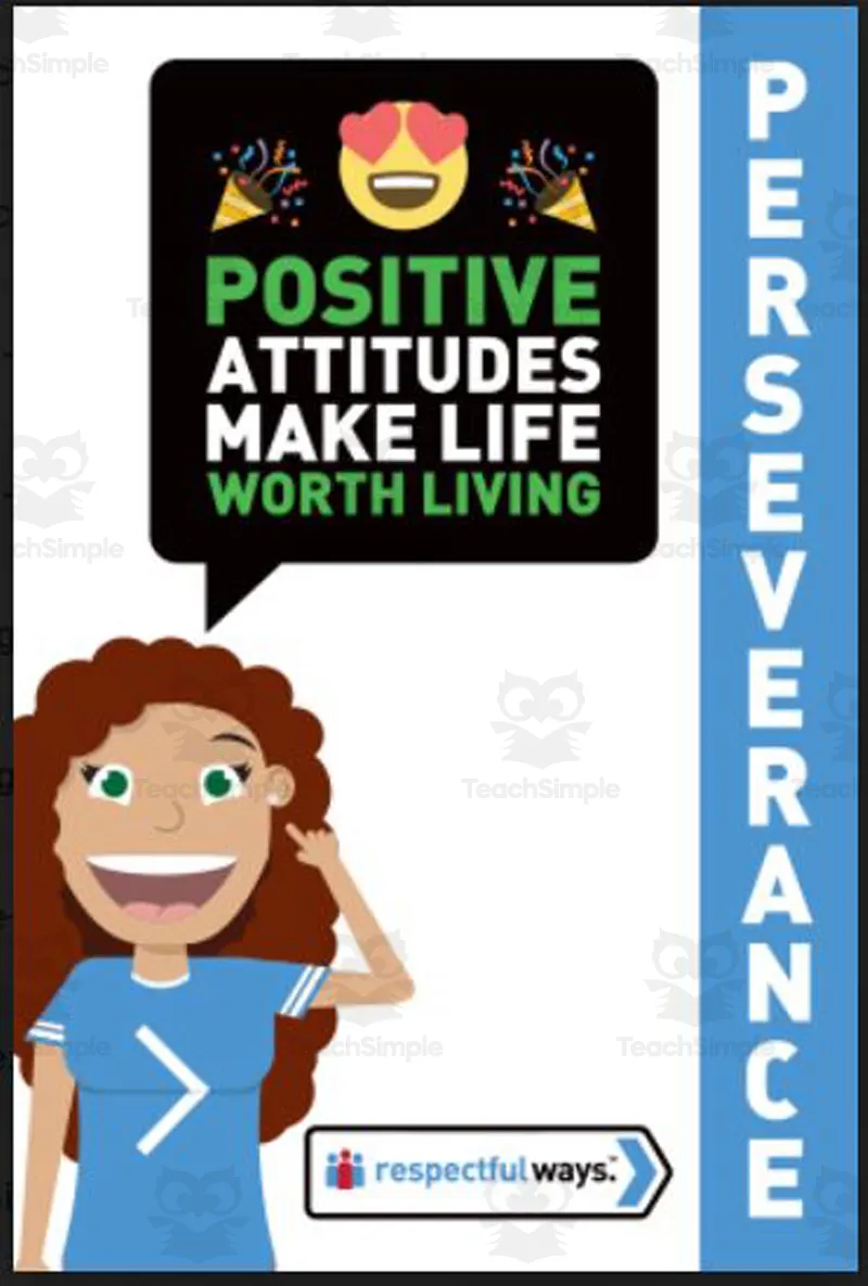 An educational teaching resource from Respectful Ways entitled Let's Chat Conversation Cards | "Positive Attitudes Make Life Worth Living" downloadable at Teach Simple.