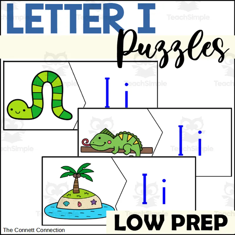 An educational teaching resource from The Connett Connection entitled Letter I Beginning Sound Puzzles downloadable at Teach Simple.