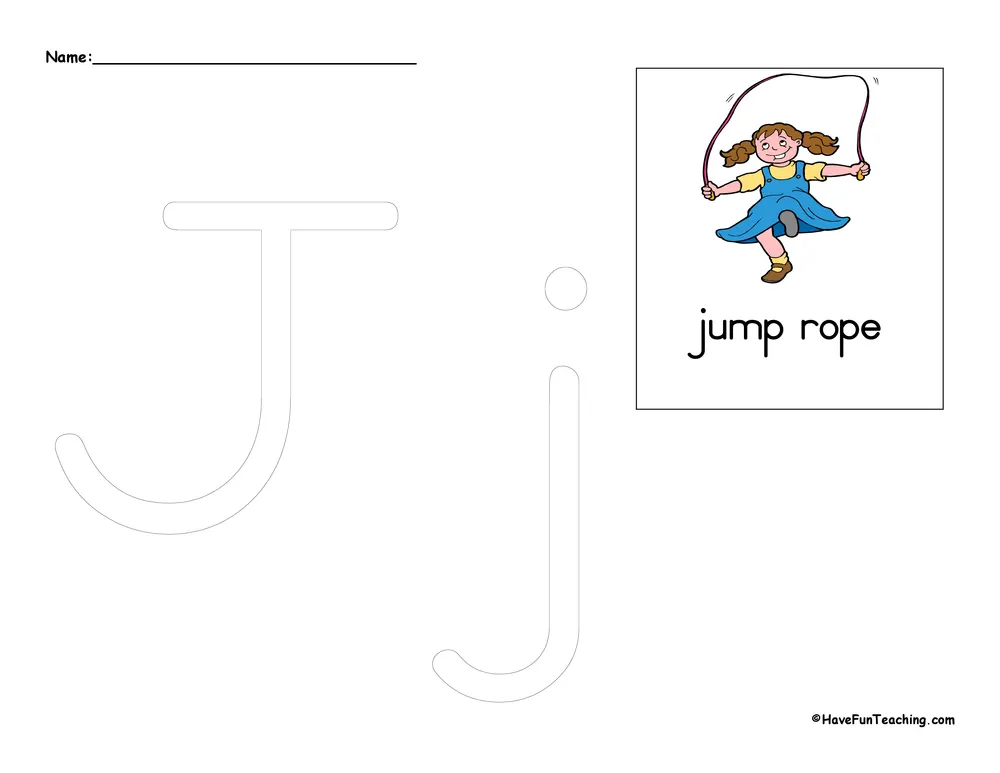 An educational teaching resource from Have Fun Teaching entitled Letter J Tracing Worksheet downloadable at Teach Simple.