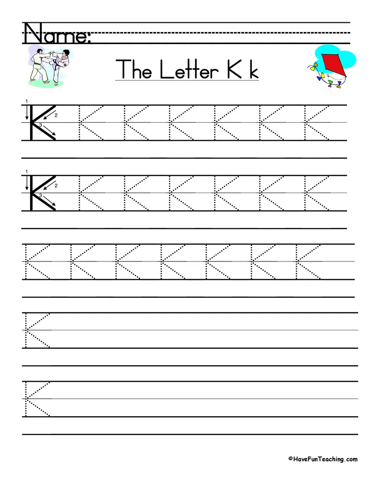 Letter K Handwriting Practice Worksheet by Teach Simple