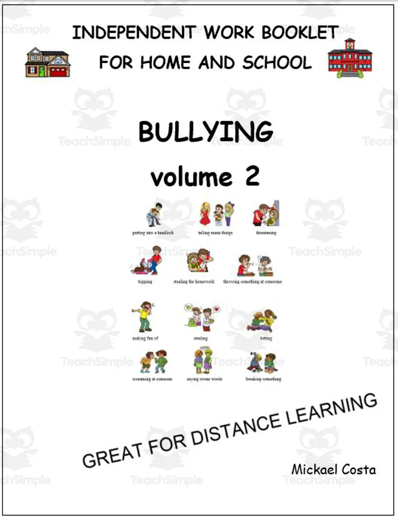 An educational teaching resource from Learn it ANY way entitled Literacy worksheets: Bullying vol 2 downloadable at Teach Simple.