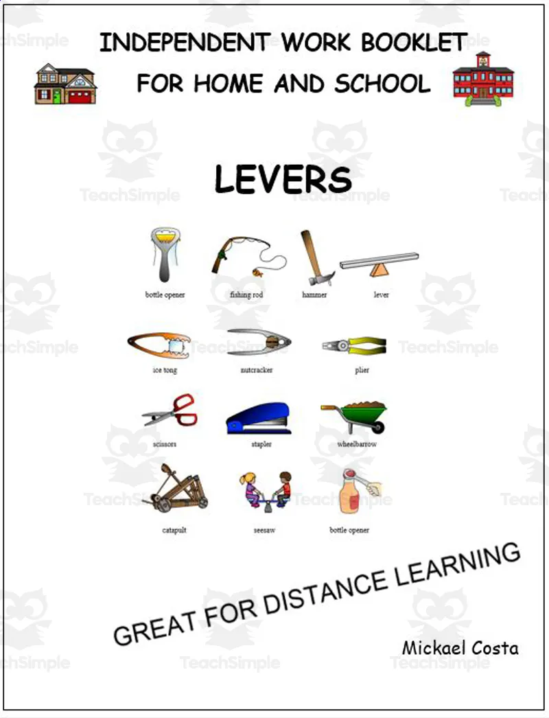 An educational teaching resource from Learn it ANY way entitled Literacy worksheets: levers downloadable at Teach Simple.