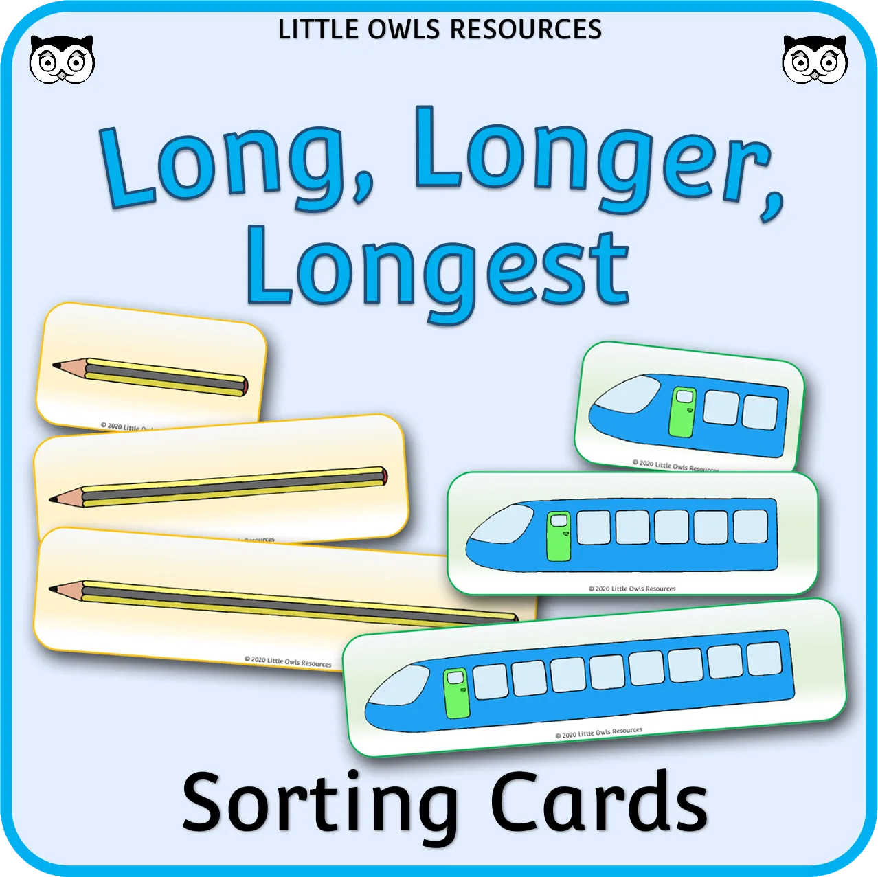 Long, Longer, Longest Length Comparison and Sorting Cards by Teach Simple