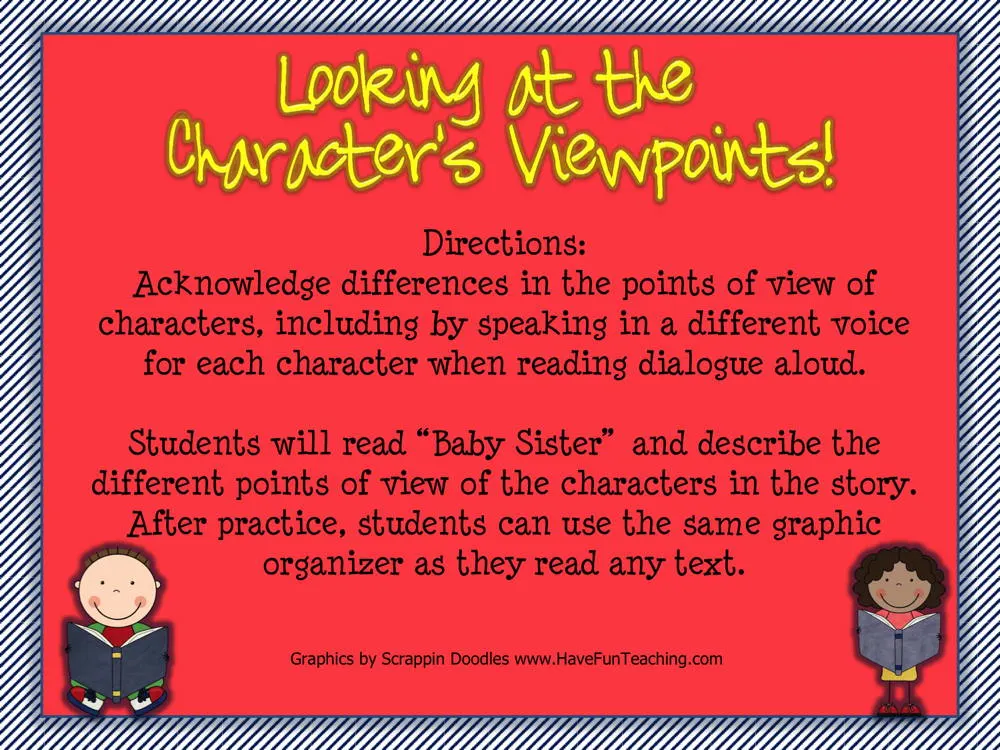 An educational teaching resource from Have Fun Teaching entitled Looking at the Character's Viewpoints Activity downloadable at Teach Simple.