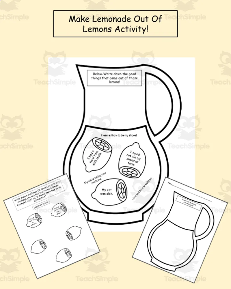 An educational teaching resource from Jennifer Moyer Taylor entitled Make Lemonade Out Of Lemons SEL Craft downloadable at Teach Simple.