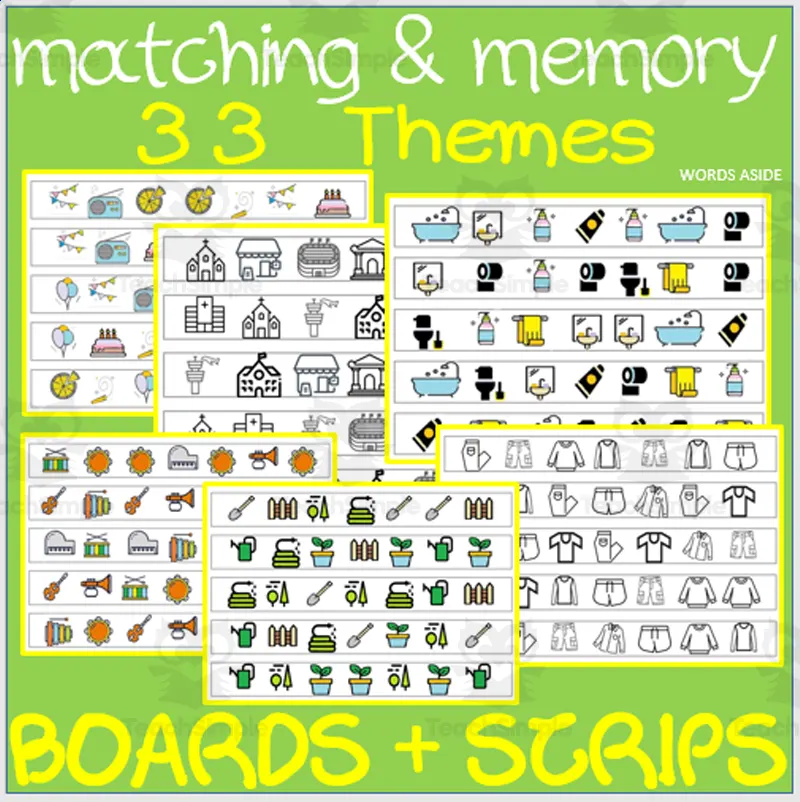 MATCHING & MEMORY BOARDS WITH STRIPS by Teach Simple