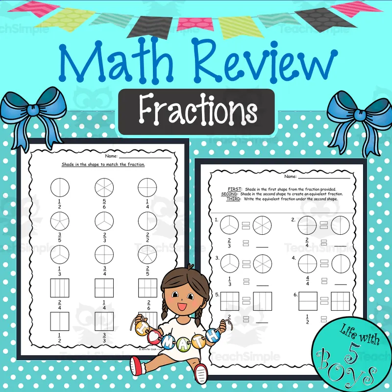 Math Worksheets for Fractions by Teach Simple