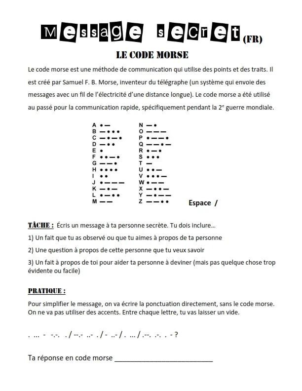 Morse Code Game! ( French Version ) by Teach Simple