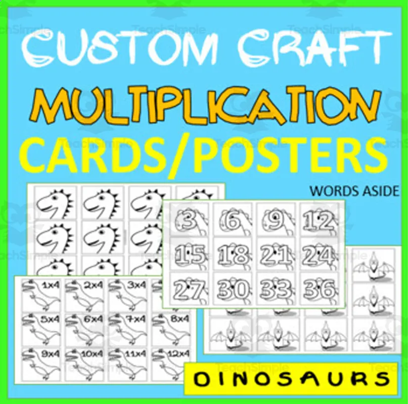 An educational teaching resource from WORDS ASIDE entitled Multiplication Custom Cards | COLORING | DIY 1 downloadable at Teach Simple.