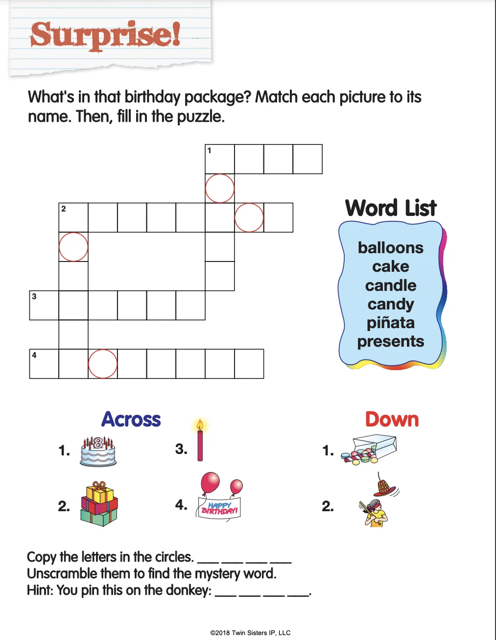 An educational teaching resource from Twin Sisters Digital Media entitled My World Crossword Puzzles downloadable at Teach Simple.