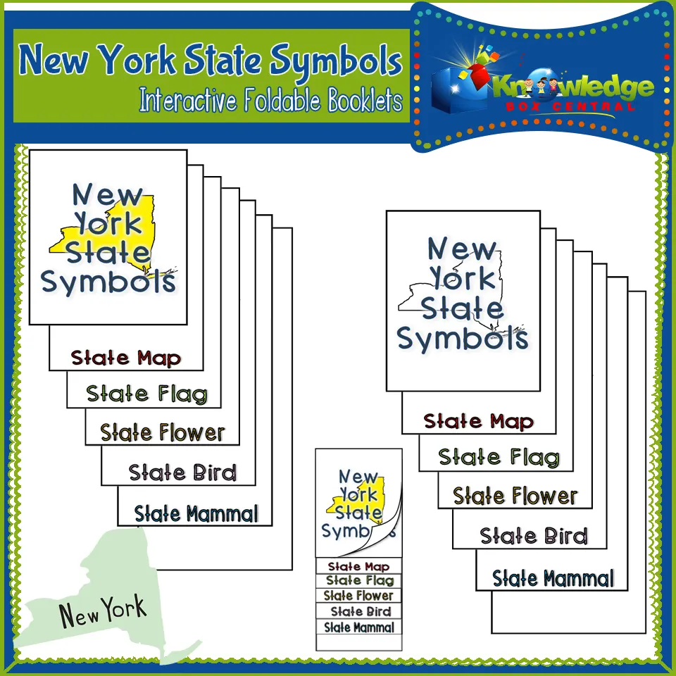 An educational teaching resource from Knowledge Box Central entitled New York State Symbols Interactive Foldable Booklets – EBOOK downloadable at Teach Simple.