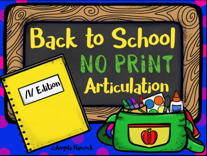 An educational teaching resource from Intrepid Speech Therapy Materials entitled NO PRINT Back to School Articulation - L Edition downloadable at Teach Simple.