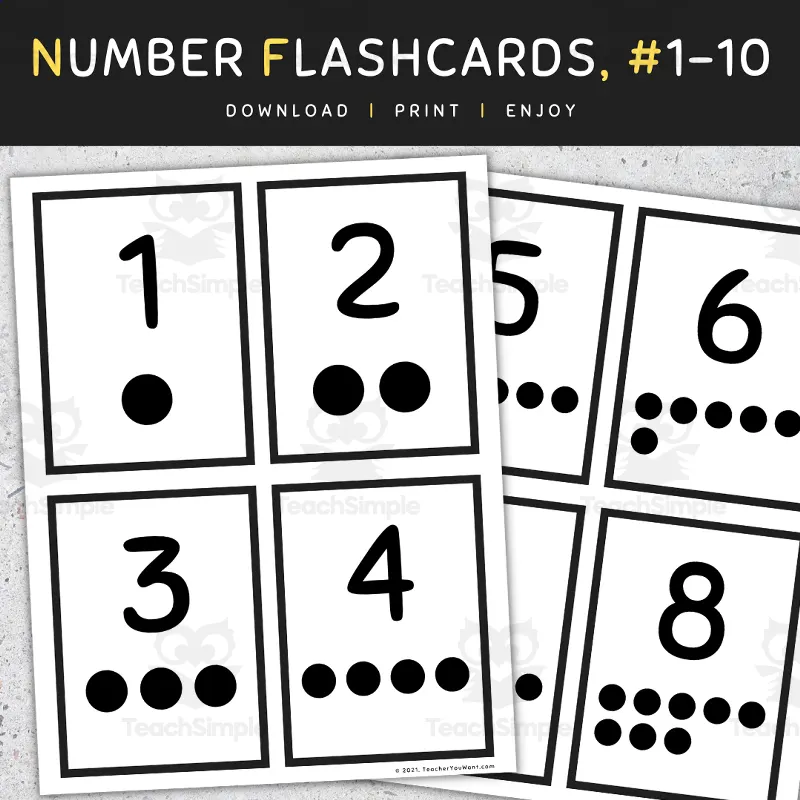 Number Flash Cards 1-10: Counting Dots (Ten Frames), Back to School by ...
