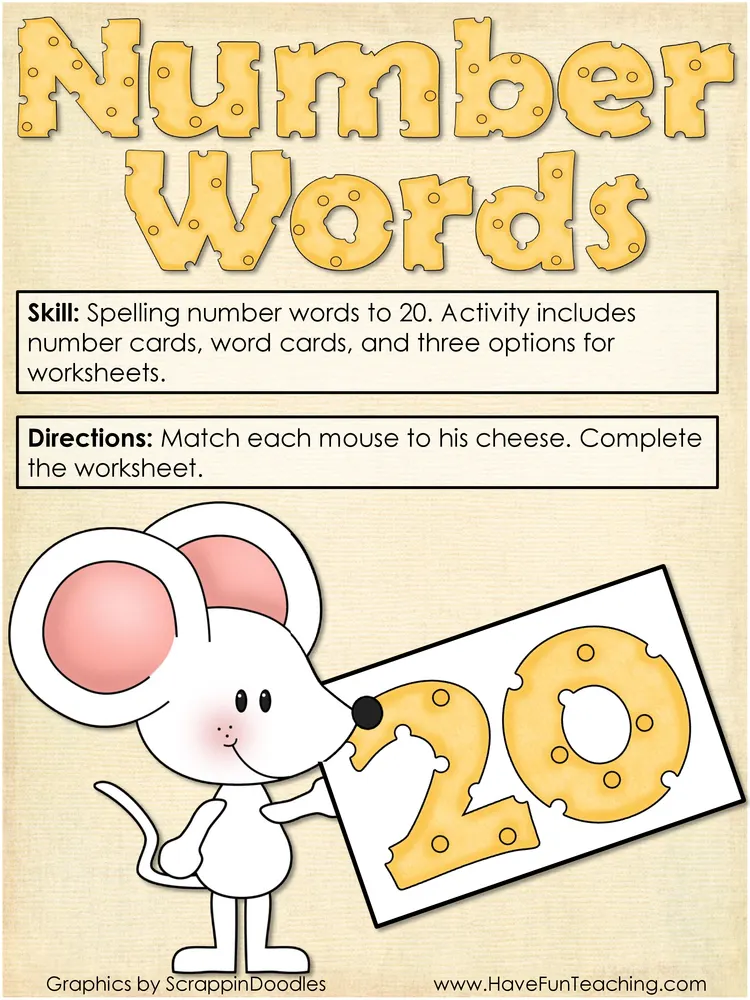 An educational teaching resource from Have Fun Teaching entitled Number Words to 20 Activity downloadable at Teach Simple.