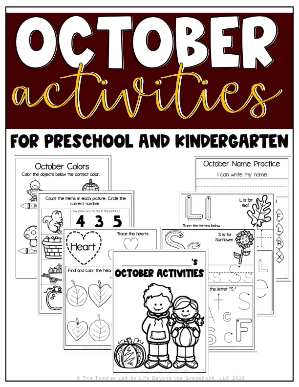 An educational teaching resource from Life Beyond the Gradebook entitled October Activities for Kindergarteners & Preschoolers downloadable at Teach Simple.