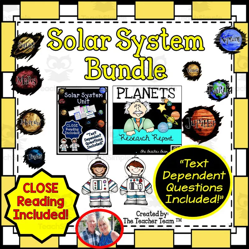 An educational teaching resource from The Teacher Team entitled Planets and Solar System Unit downloadable at Teach Simple.