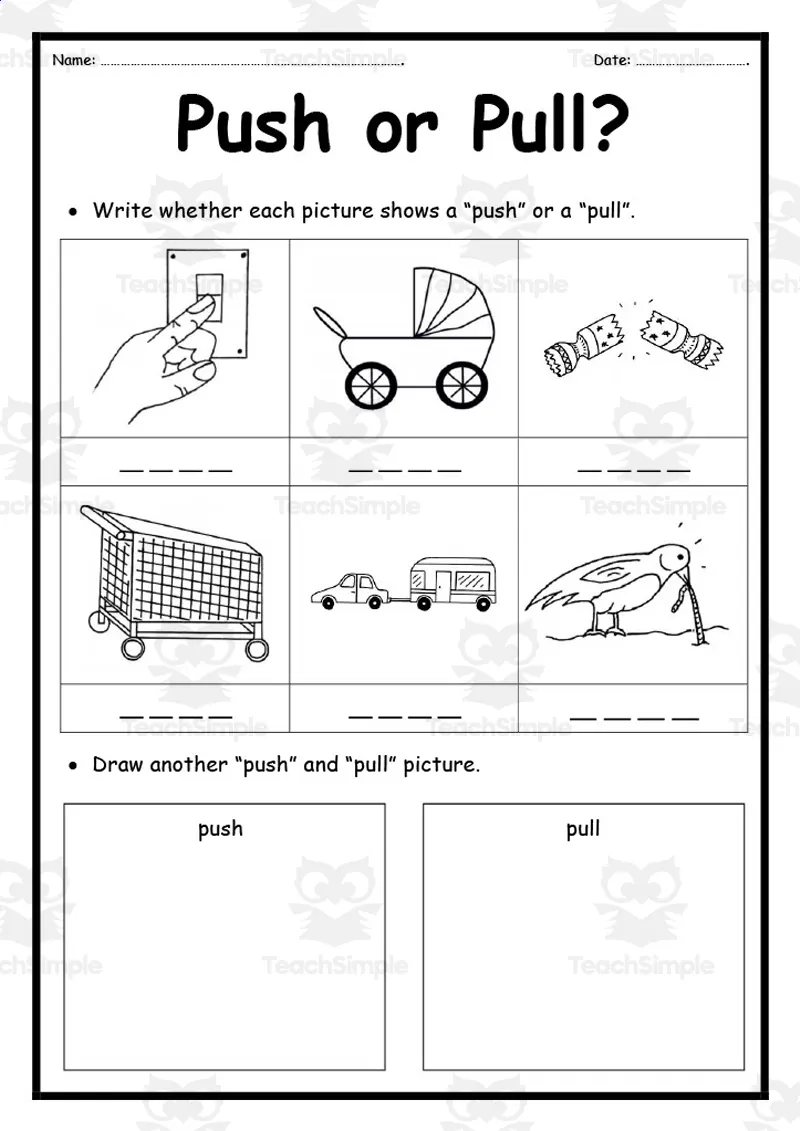 Push or Pull Worksheet 1 by Teach Simple