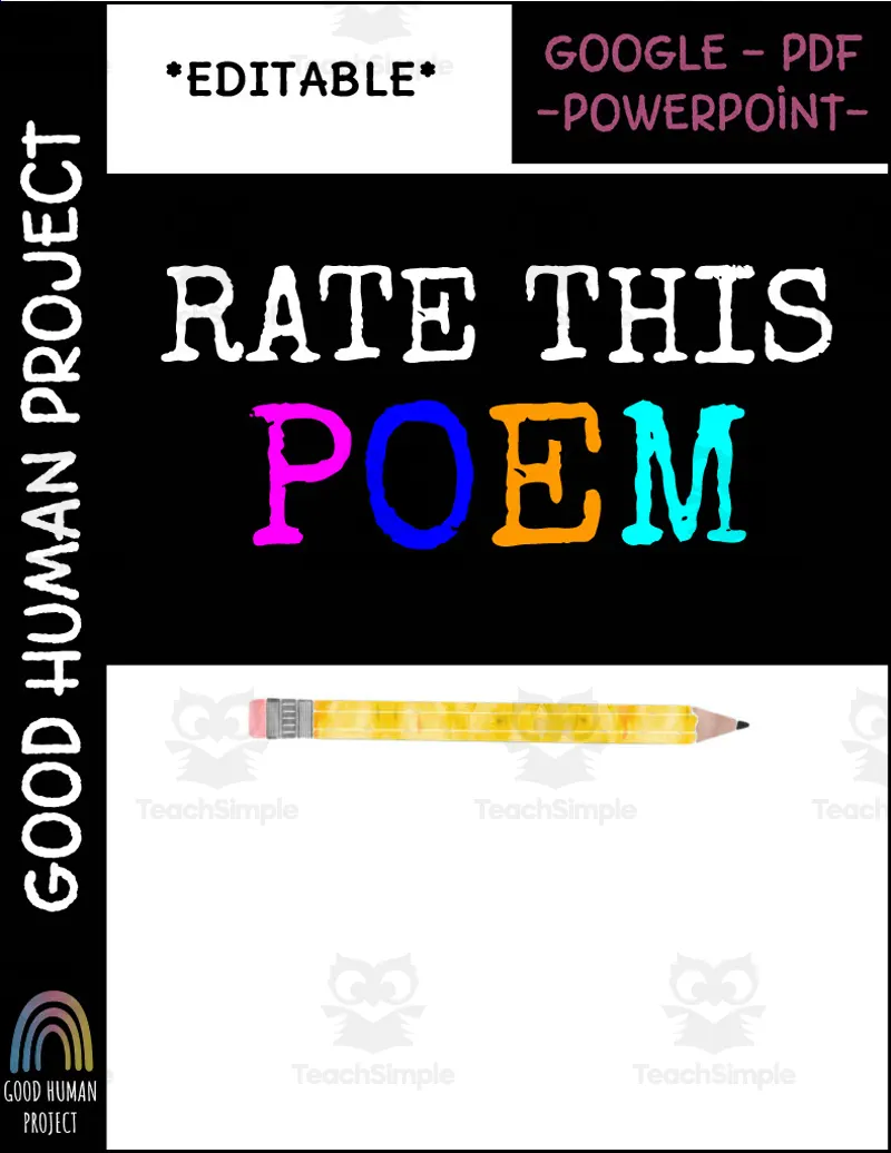 An educational teaching resource from Good Human Project entitled Rate A Poem downloadable at Teach Simple.