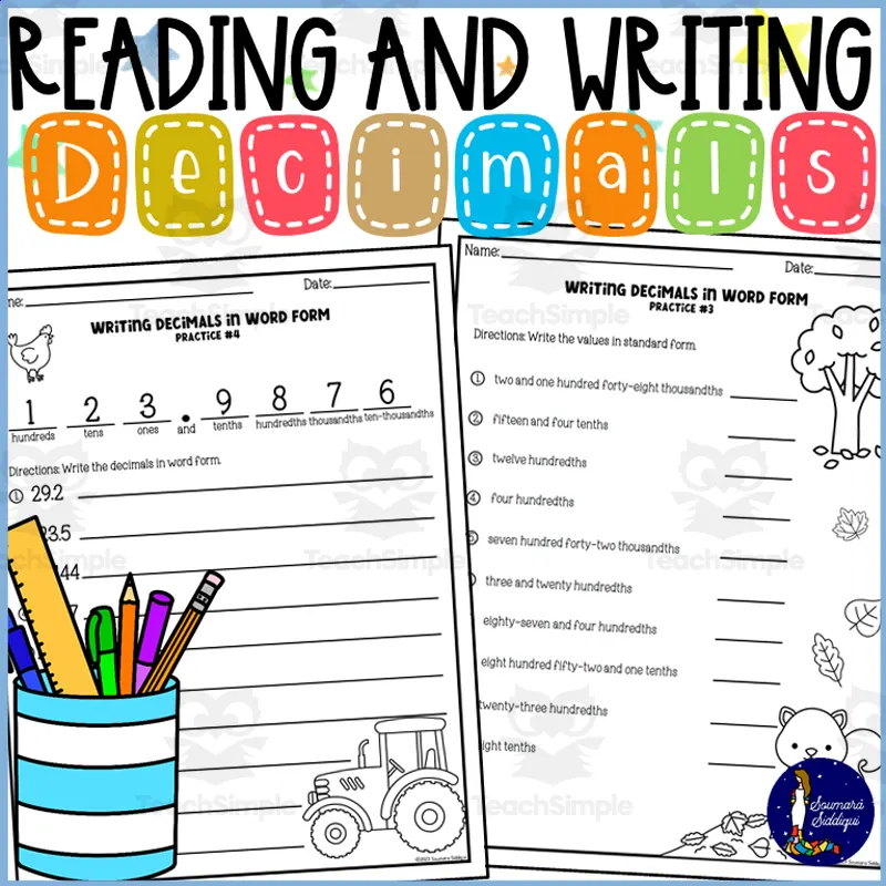 Reading and Writing Decimals by Teach Simple