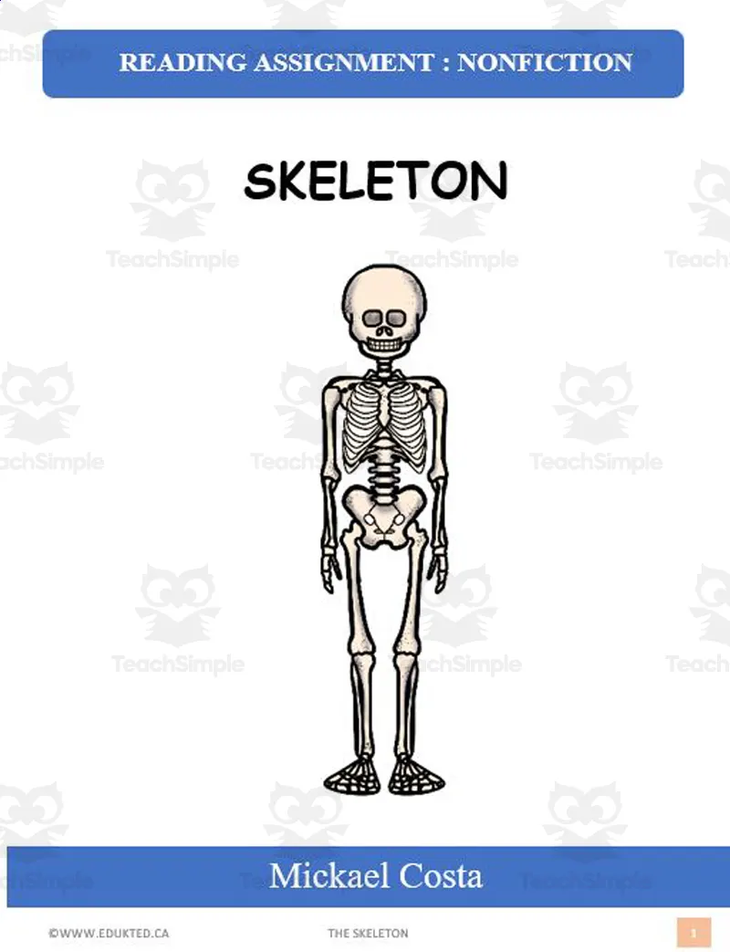 Reading assignment: Skeleton by Teach Simple