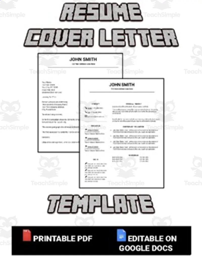 Resume Cover Letter Template (Editable in Google Docs) by Teach Simple