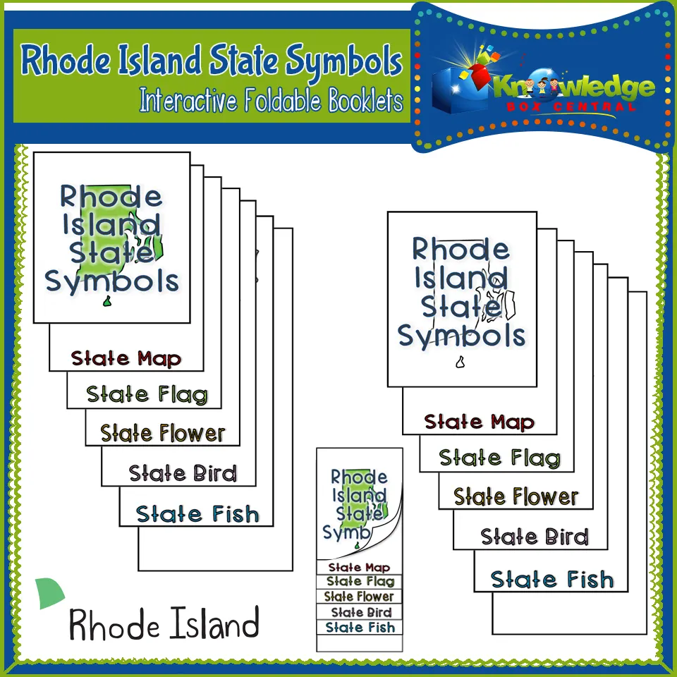 An educational teaching resource from Knowledge Box Central entitled Rhode Island State Symbols Interactive Foldable Booklets – EBOOK downloadable at Teach Simple.