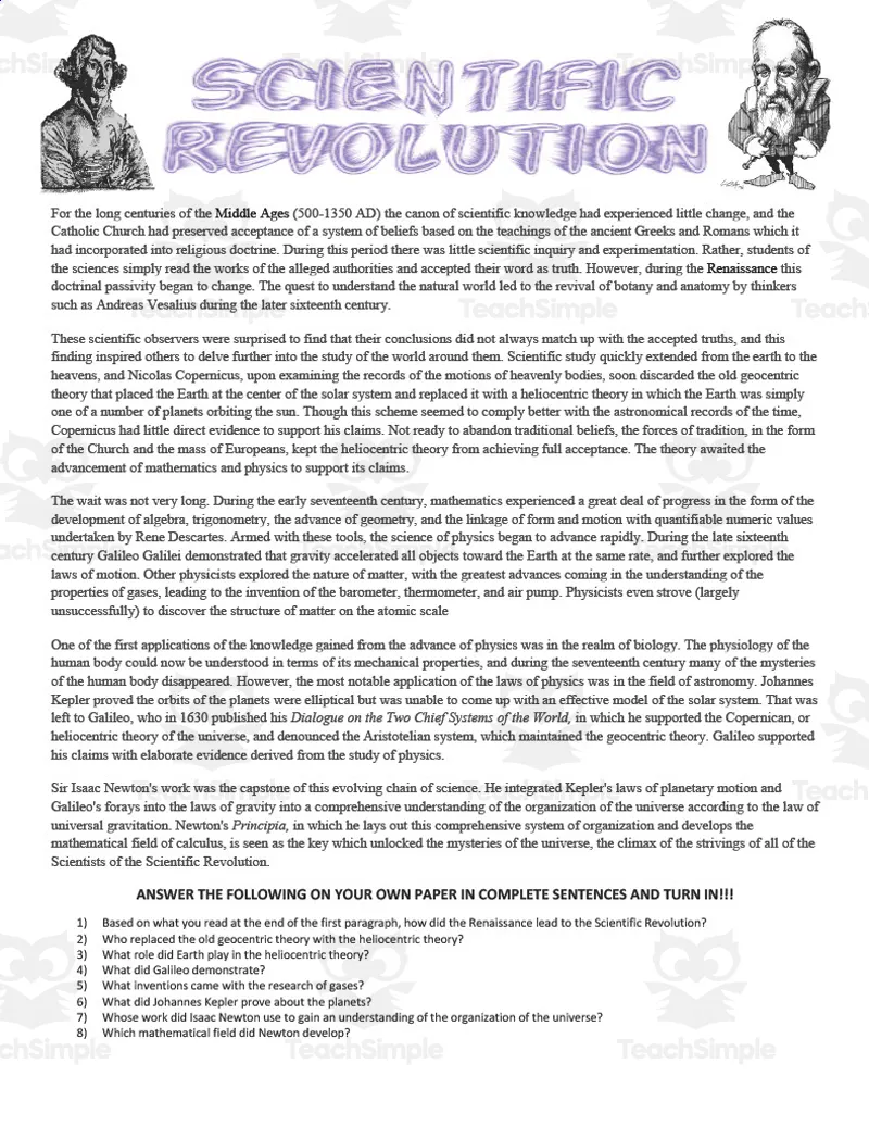 Scientific Revolution Review By Teach Simple 0626