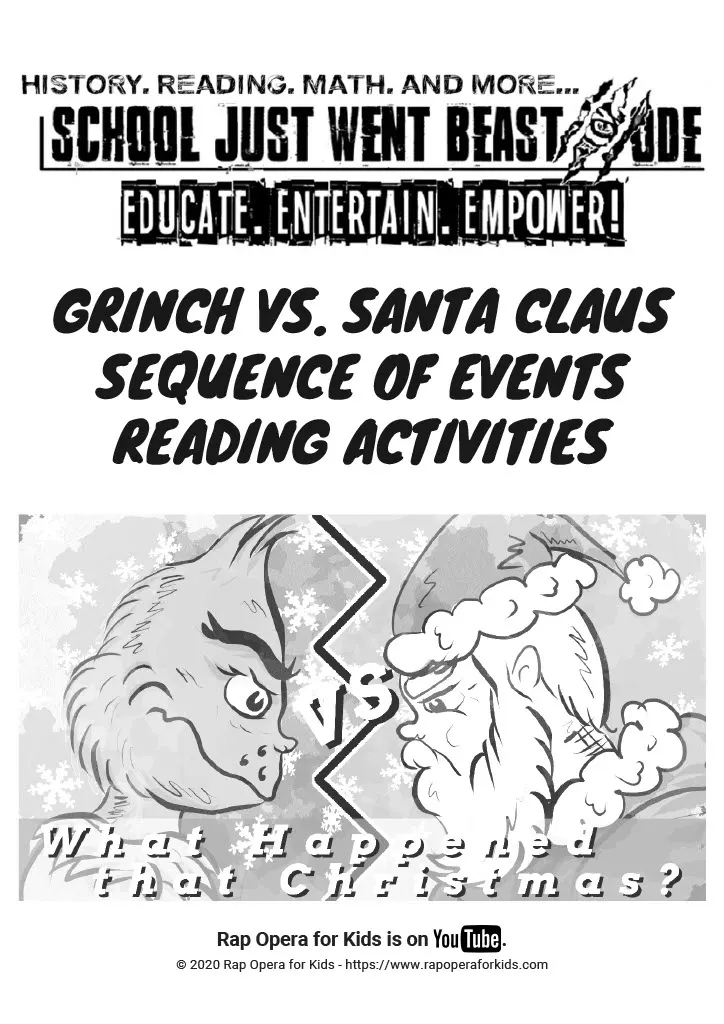 An educational teaching resource from Rap Opera for Kids! entitled Sequencing Activities: Grinch vs. Santa Claus | Passage with Questions downloadable at Teach Simple.