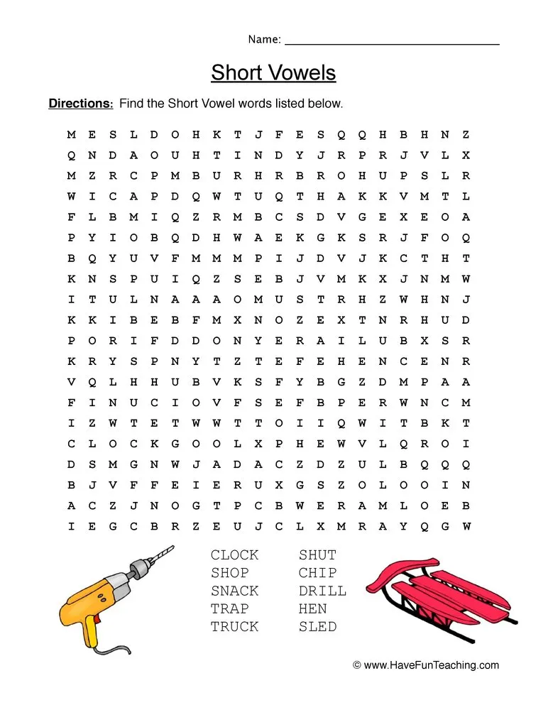 An educational teaching resource from Have Fun Teaching entitled Short Vowels Sorting Worksheet downloadable at Teach Simple.