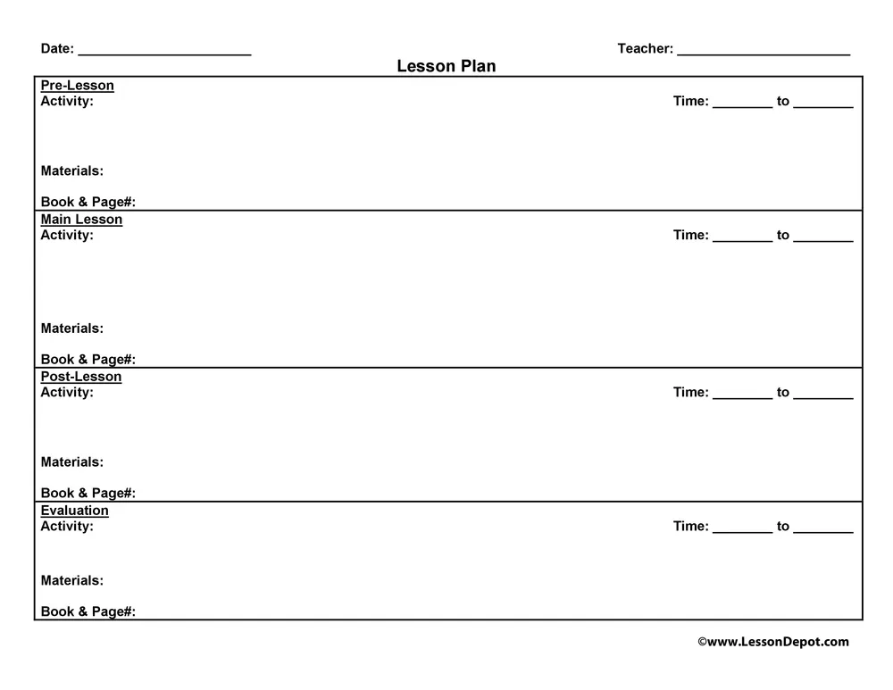 An educational teaching resource from Have Fun Teaching entitled Single Lesson Plan Template downloadable at Teach Simple.