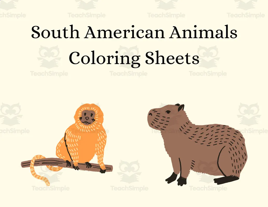 South American Animals Coloring Pages by Teach Simple