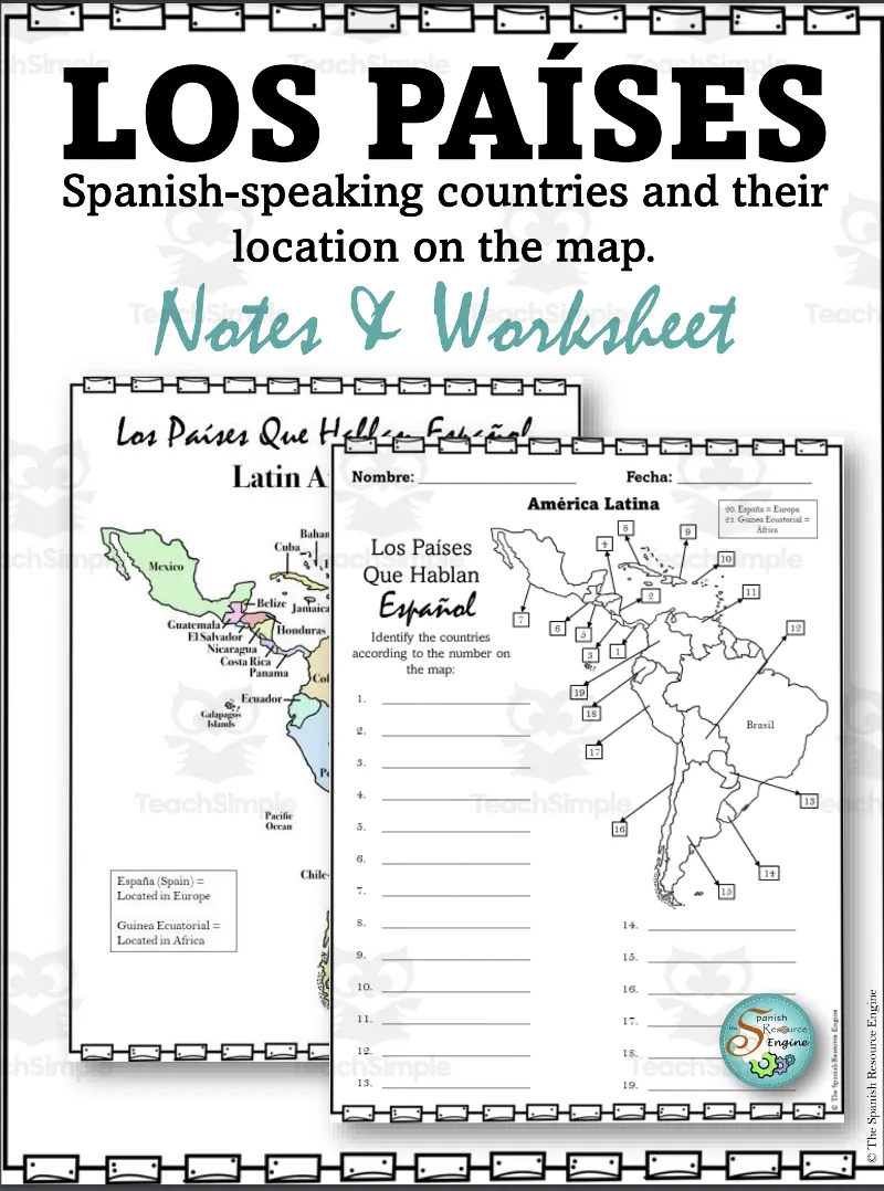 Spanish Countries and Capitals Speaking Spanish Maps by Teach Simple