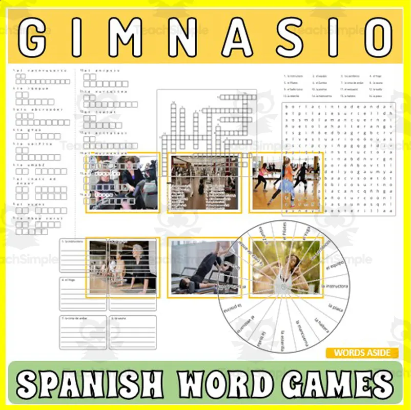 Spanish Word Games Crossword Wordsearch Anagram GYM by Teach Simple