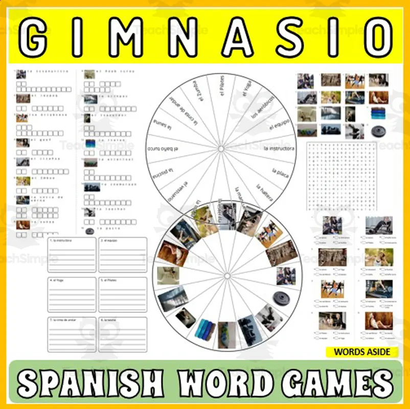 Spanish Word Puzzles Crossword Wordsearch Anagram GYM by Teach Simple